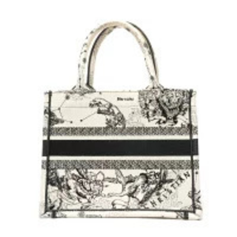 Christian Dior Book Tote Jacquard Canvas Bag White